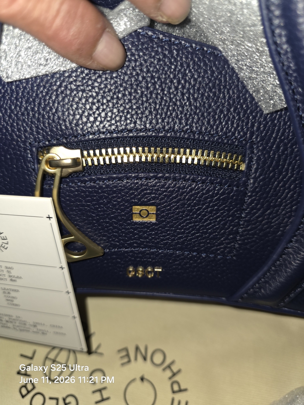 MSCHF Navy Blue Leather Handbag with Shoulder Strap and Dust Bag. MFRP:$650 - Picture 9 of 10